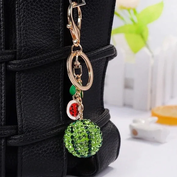 Crystal Watermelon & Watermelon Slice Charms Keychain - Picture 5 of 14